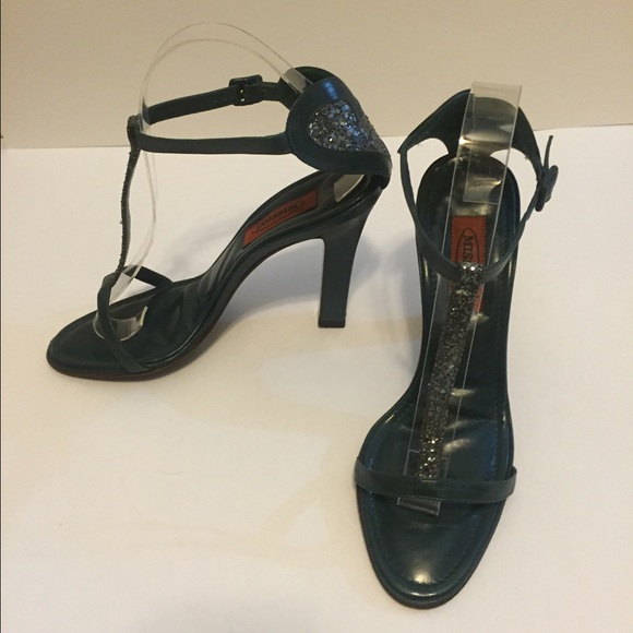 Missoni Teal Sparkle T-Strap Heels - Picture 2 of 6